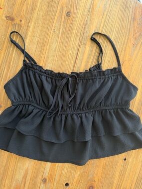 wild fable Black Ruffle Tie-Front Cami